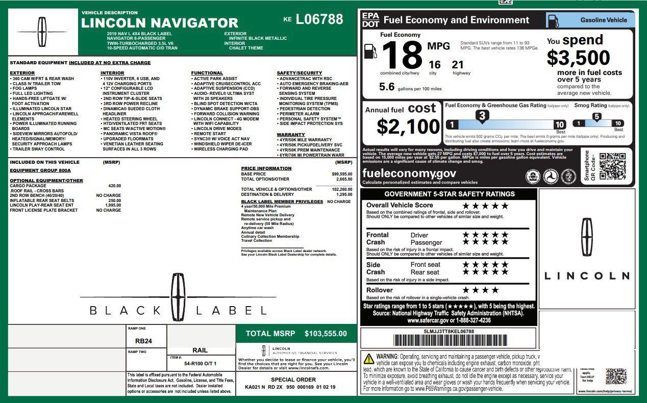 Used 2019 Lincoln Navigator L Black Label w/ Cargo Package AWD/4WD image 2