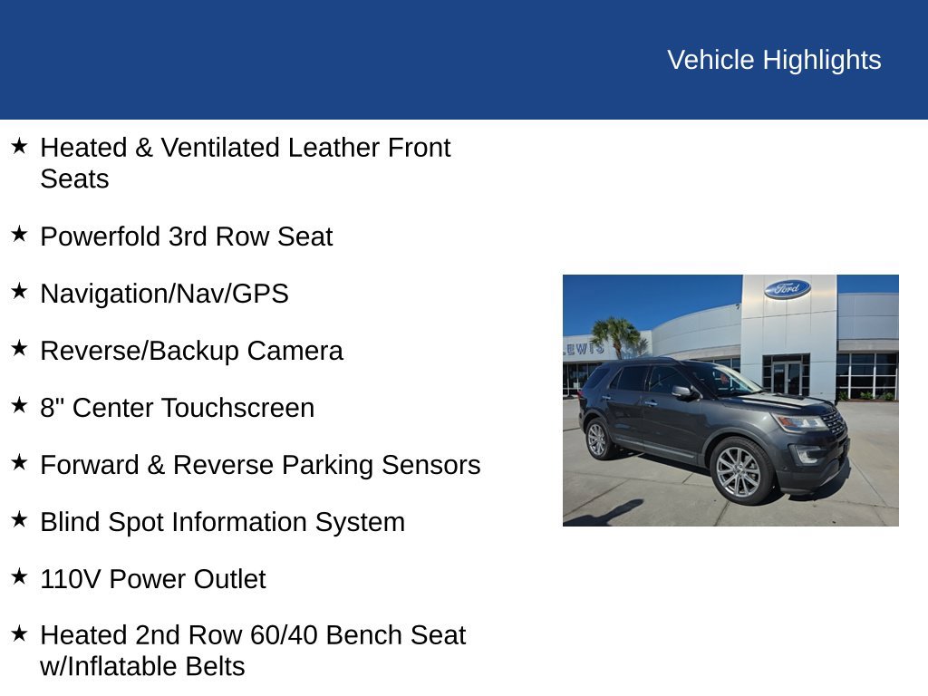Used 2017 Ford Explorer Limited w/ Equipment Group 301A FWD image 10