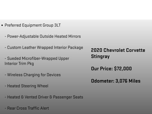 Used 2020 Chevrolet Corvette Stingray Premium Cpe w/ 3LT Preferred Equipment Group image 12