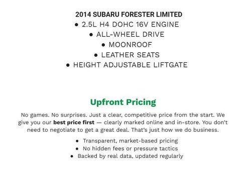 Used 2014 Subaru Forester 2.5i Limited w/ Protection Package #2 AWD/4WD image 2