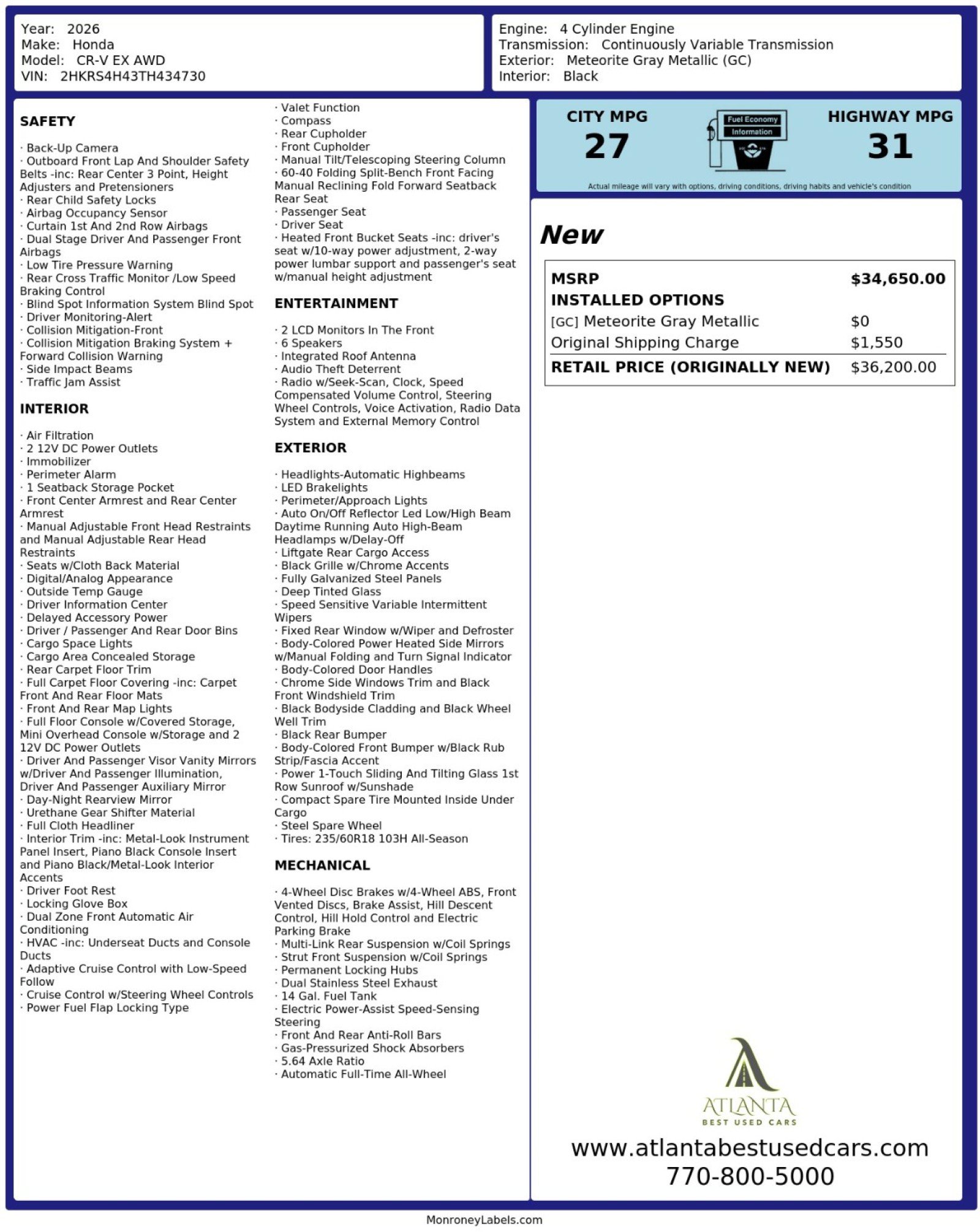 Used 2026 Honda CR-V EX image 49