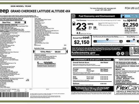 New 2026 Jeep Grand Cherokee Altitude AWD/4WD image 2