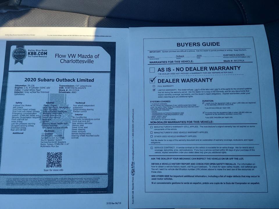 Used 2020 Subaru Outback Limited w/ Popular Package #2 AWD/4WD image 37