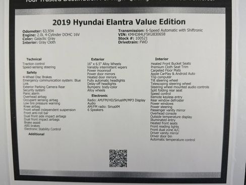 Used 2019 Hyundai Elantra Value Edition FWD image 49
