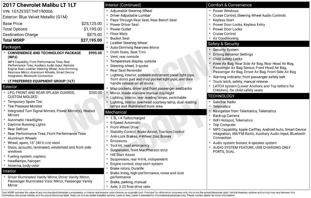 Used 2017 Chevrolet Malibu LT FWD image 2