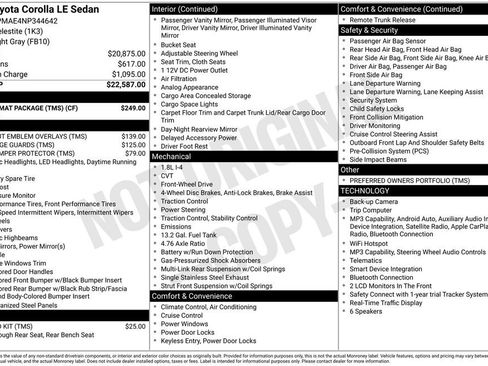 Used 2022 Toyota Corolla LE w/ Carpet Mat Package (TMS) FWD image 7