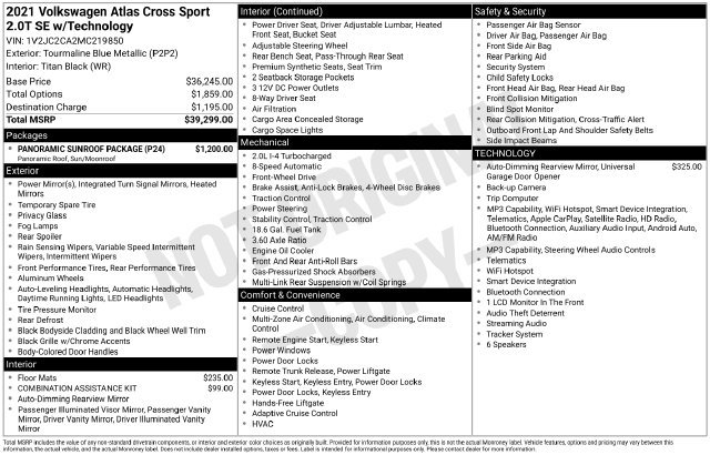 Used 2021 Volkswagen Atlas Cross Sport SE w/ Panoramic Sunroof Package FWD image 9
