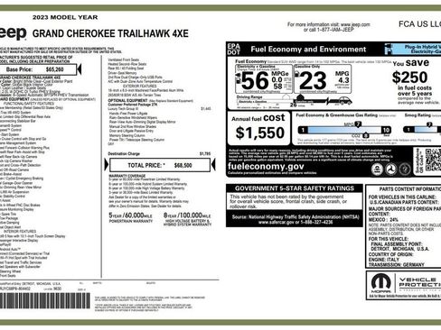 Certified 2023 Jeep Grand Cherokee Trailhawk w/ Luxury Tech Group III AWD/4WD image 3