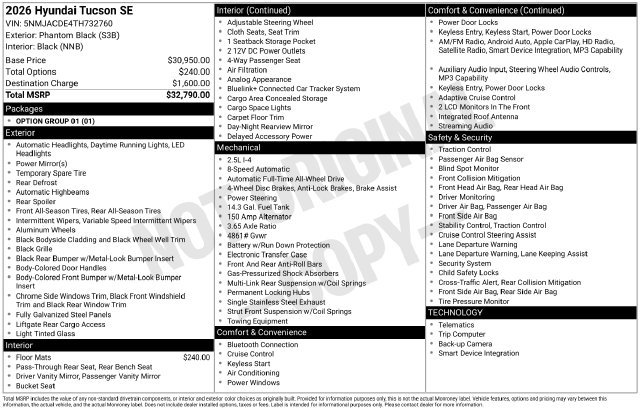 New 2026 Hyundai Tucson SE AWD/4WD image 32