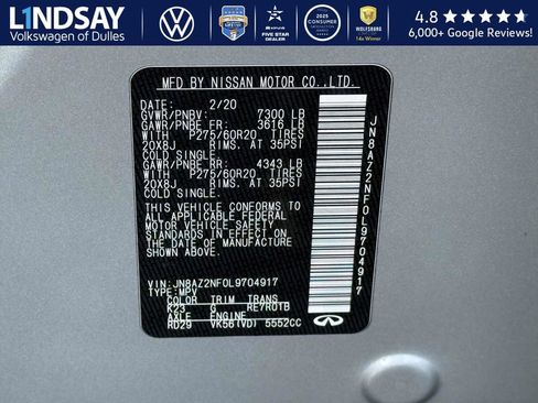 Used 2020 INFINITI QX80 Luxe w/ Proassist Package image 27