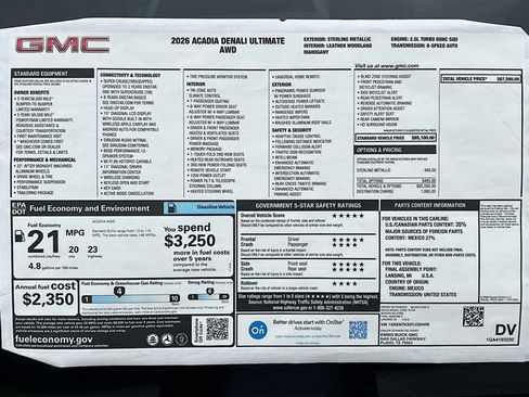 New 2026 GMC Acadia Denali Ultimate AWD/4WD image 21