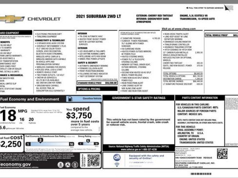 Used 2021 Chevrolet Suburban LT w/ LT Signature Package image 35