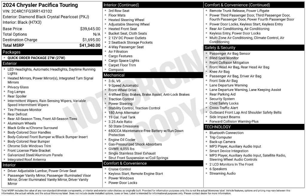 Used 2024 Chrysler Pacifica Touring FWD image 38