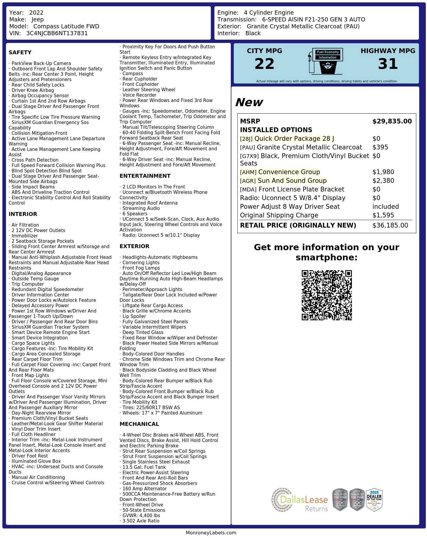 Used 2022 Jeep Compass Latitude w/ Sun and Sound Group FWD image 3