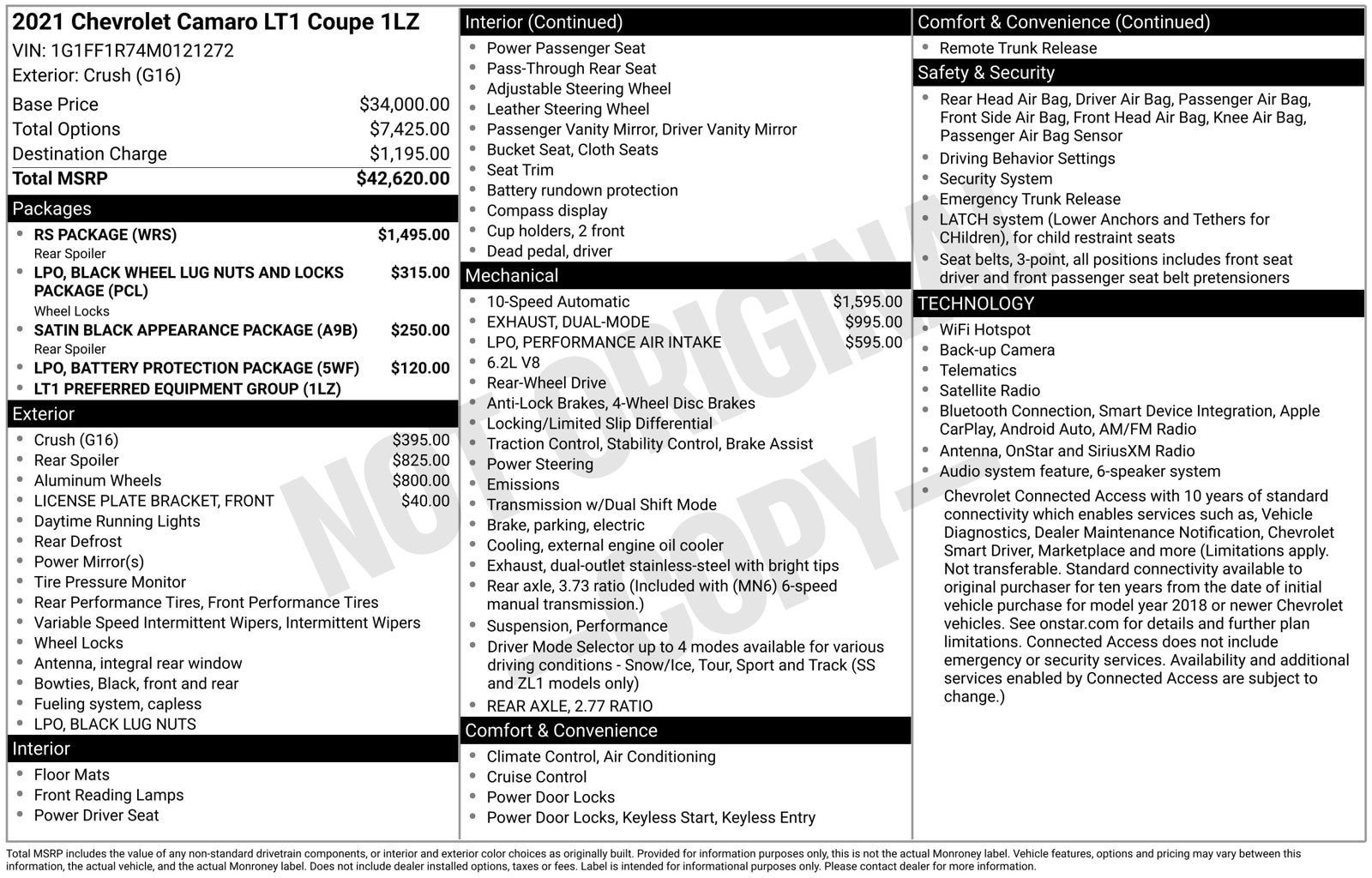 Used 2021 Chevrolet Camaro LT w/ RS Package RWD image 17