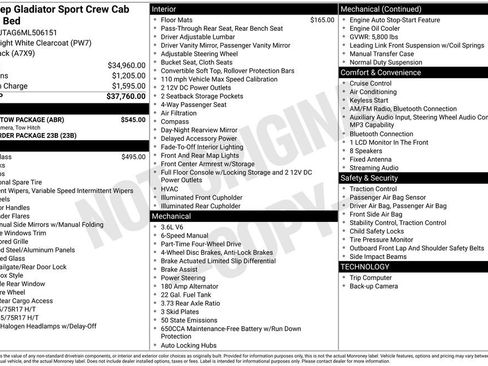 Used 2021 Jeep Gladiator Sport w/ Trailer Tow Package AWD/4WD image 2