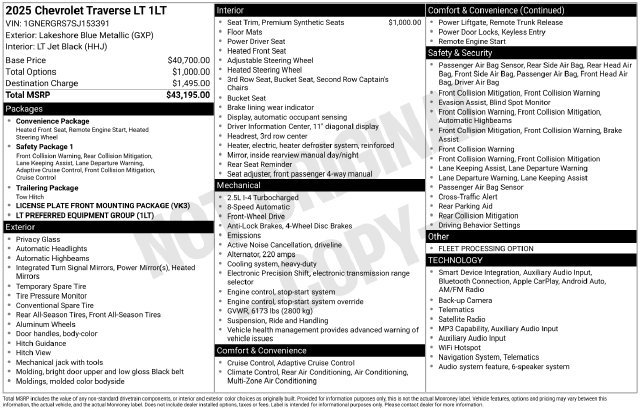 Used 2025 Chevrolet Traverse LT FWD image 1