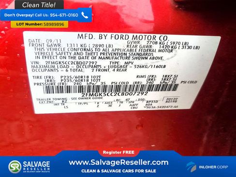 Used 2012 Ford Flex SEL w/ Equipment Group Order Code FWD image 17