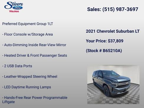Used 2021 Chevrolet Suburban LT w/ LT Signature Package AWD/4WD image 16
