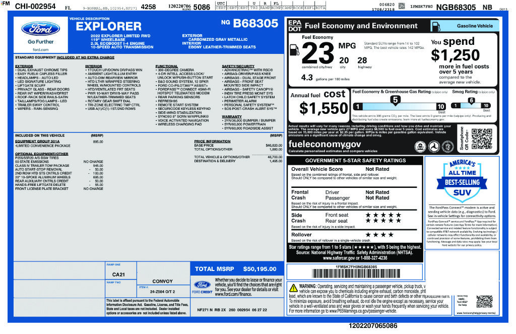 Used 2022 Ford Explorer Limited w/ Equipment Group 301A RWD image 5