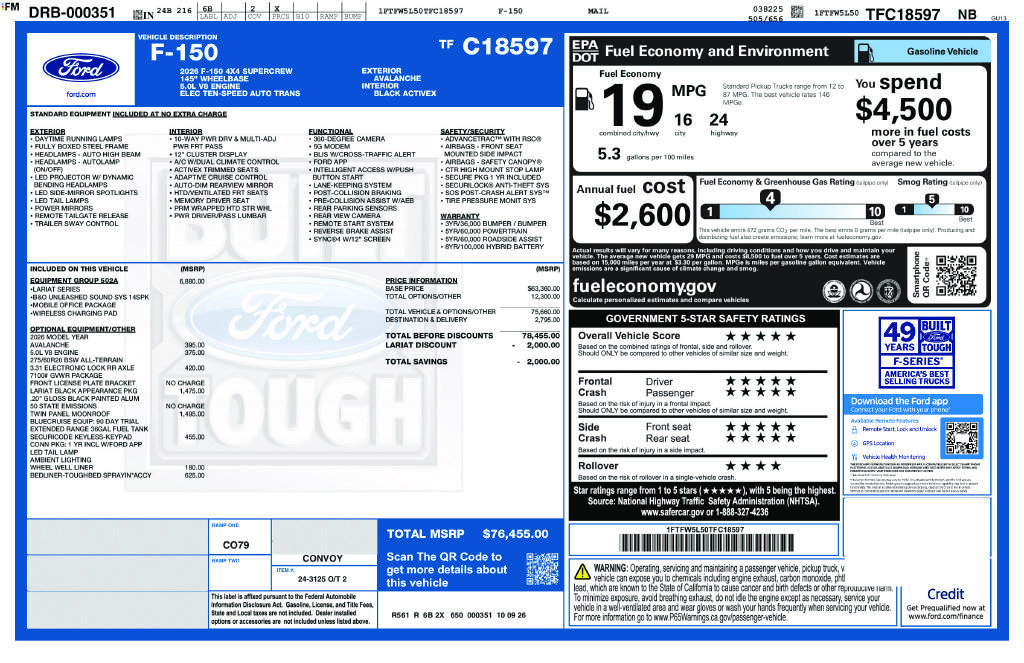 New 2026 Ford F150 Lariat w/ Equipment Group 502A High AWD/4WD image 6