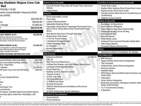 Used 2024 Jeep Gladiator Mojave w/ Technology Group AWD/4WD image 6