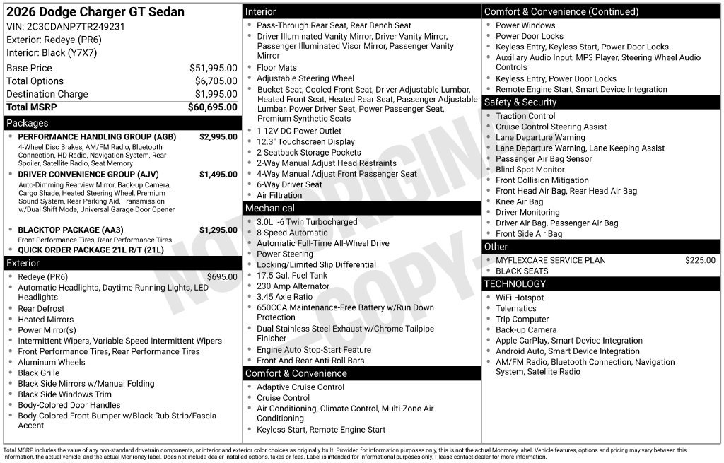 New 2026 Dodge Charger R/T w/ Performance Handling Group AWD/4WD image 5