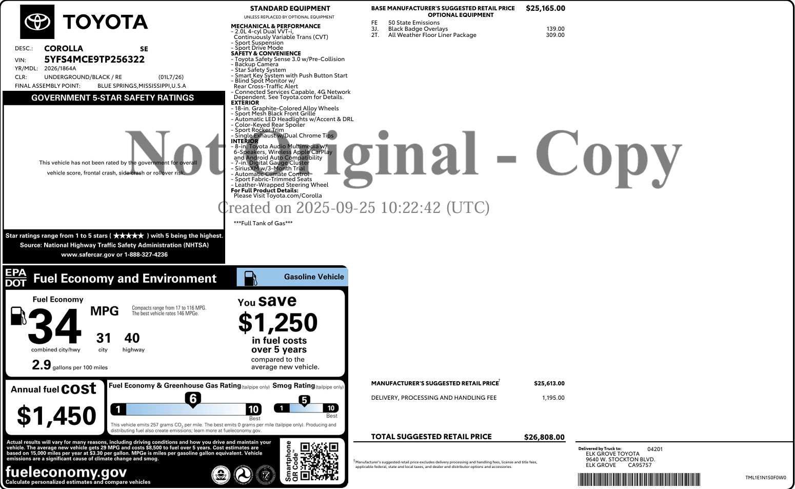 Used 2026 Toyota Corolla SE FWD image 3