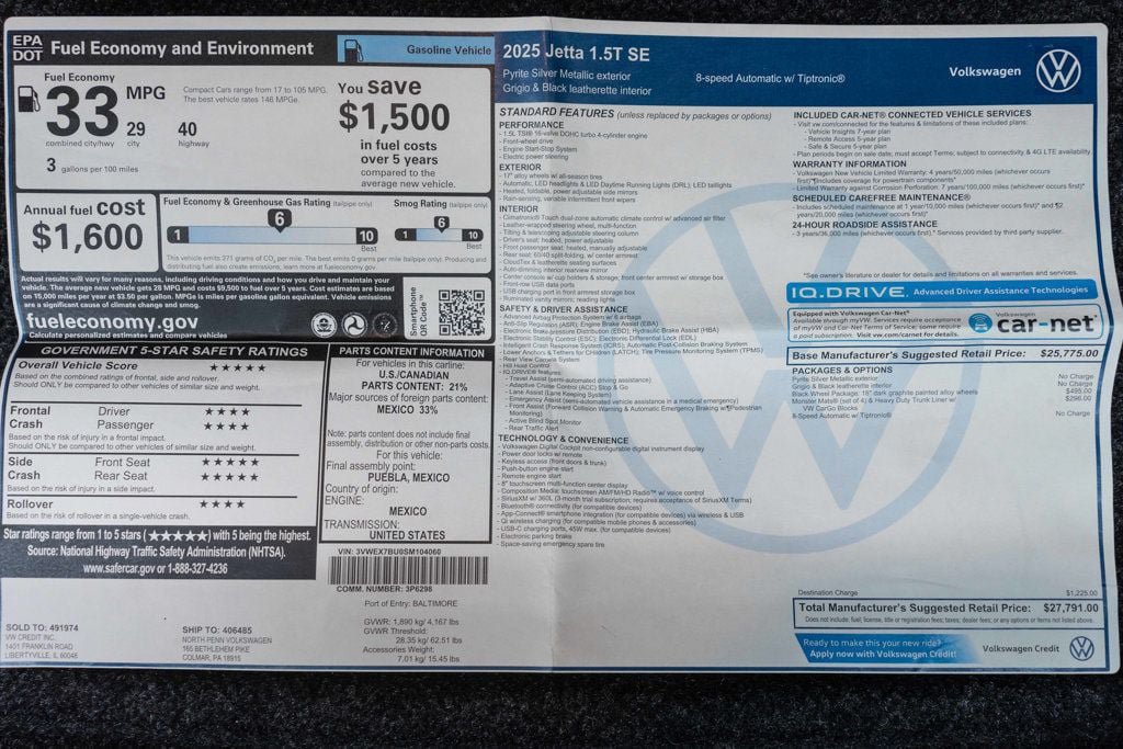 Used 2025 Volkswagen Jetta SE w/ Black Wheel Package FWD image 43
