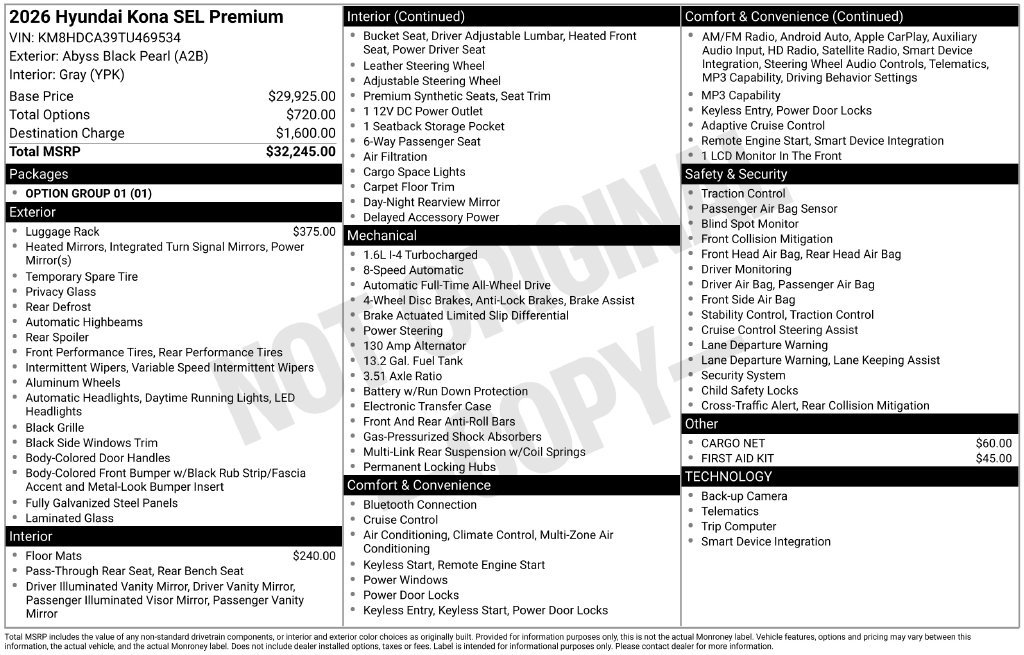 New 2026 Hyundai Kona SEL Premium AWD/4WD image 16