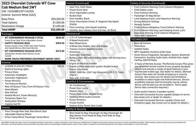Used 2023 Chevrolet Colorado W/T w/ WT Convenience Package II RWD image 32