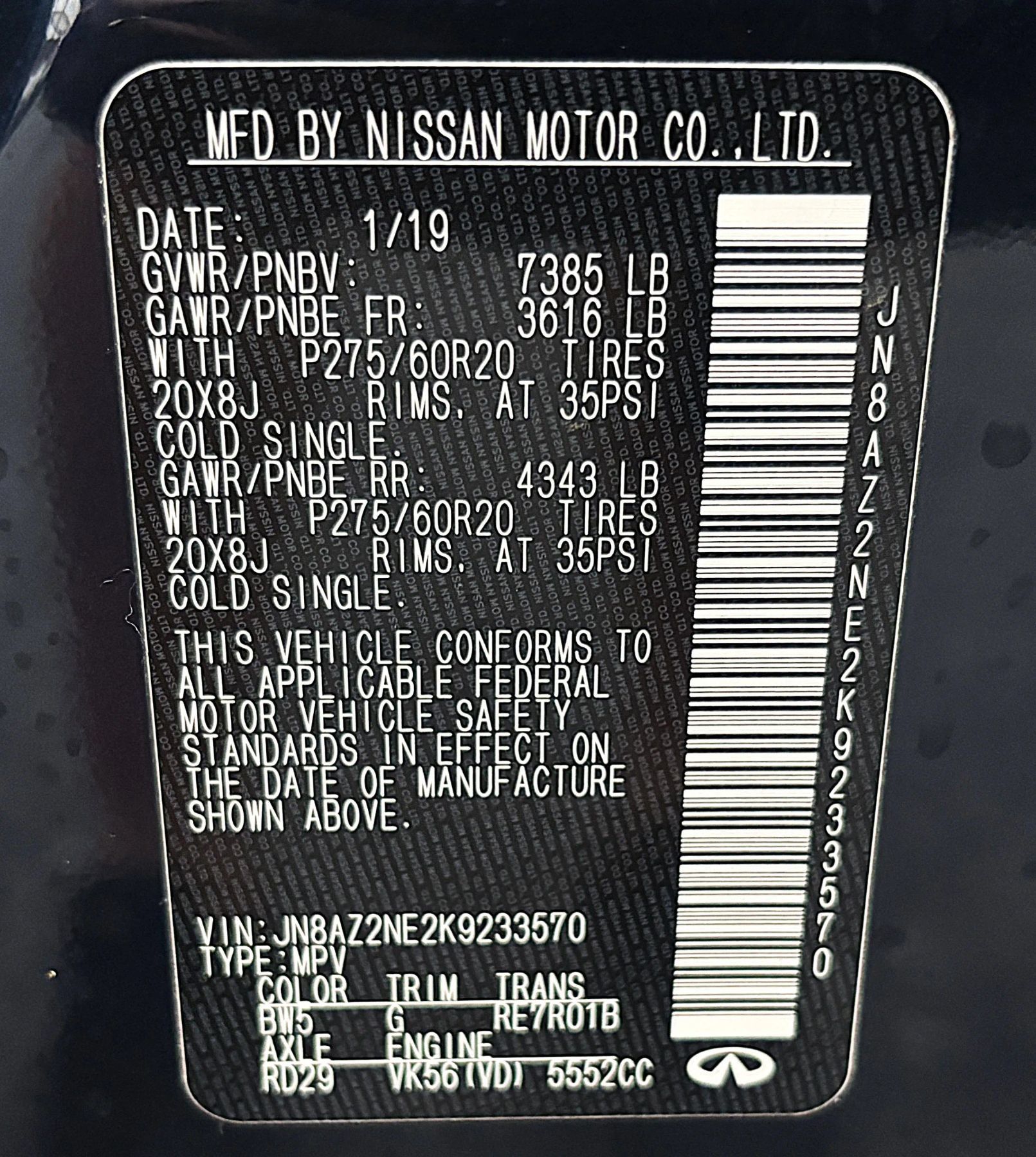 Used 2019 INFINITI QX80 Luxe AWD/4WD image 14
