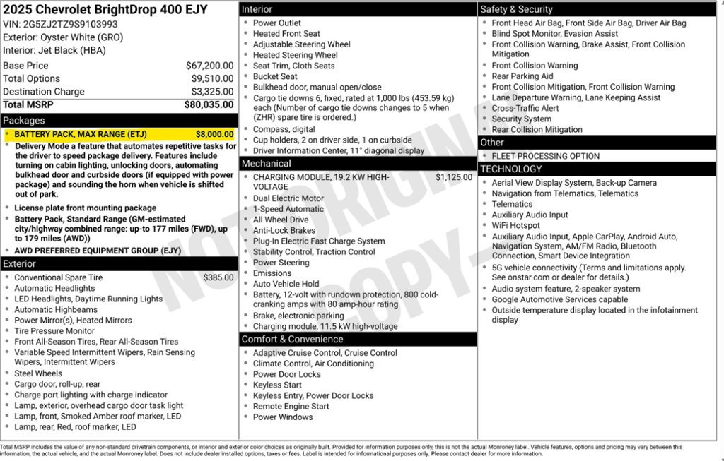 Used 2025 Chevrolet Brightdrop 400 w/ Battery Pack, Max Range AWD/4WD image 1