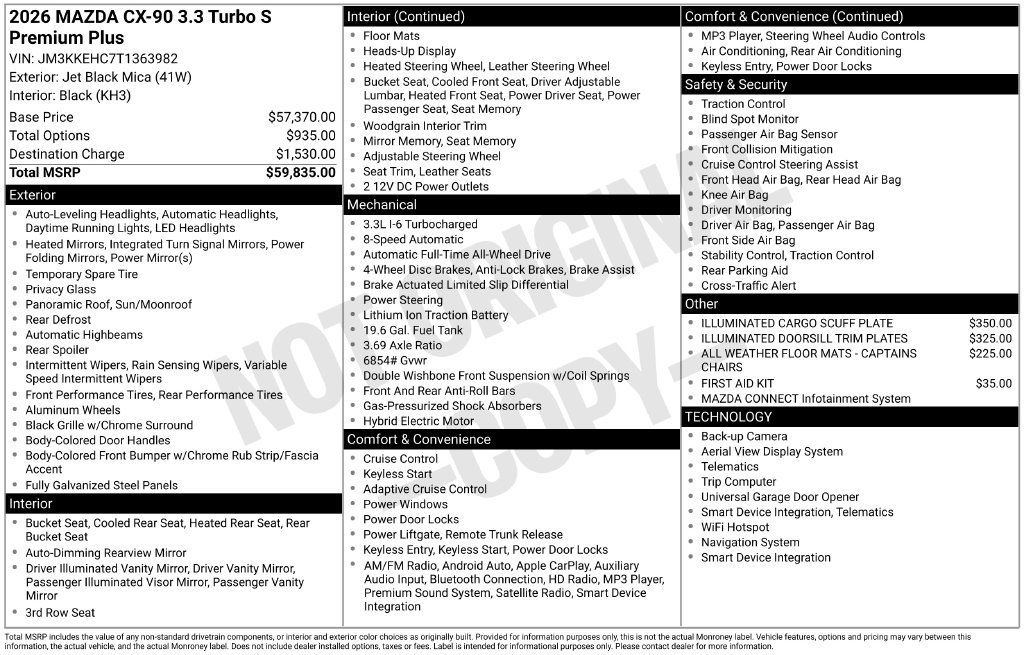 New 2026 MAZDA CX-90 3.3 Turbo S w/ Premium Plus AWD/4WD image 6