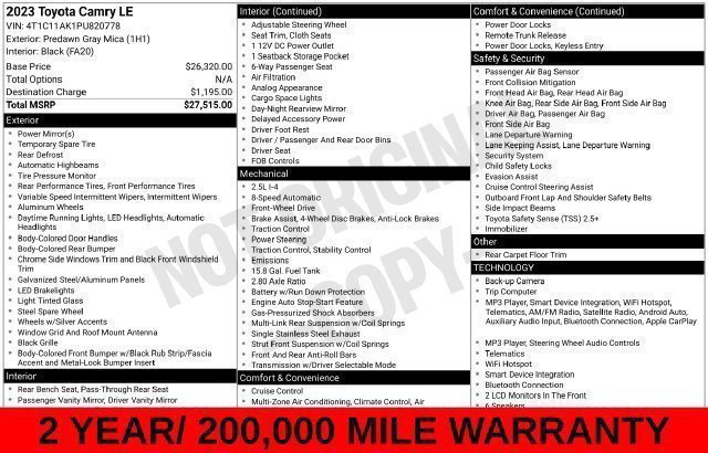 Used 2023 Toyota Camry LE FWD image 29