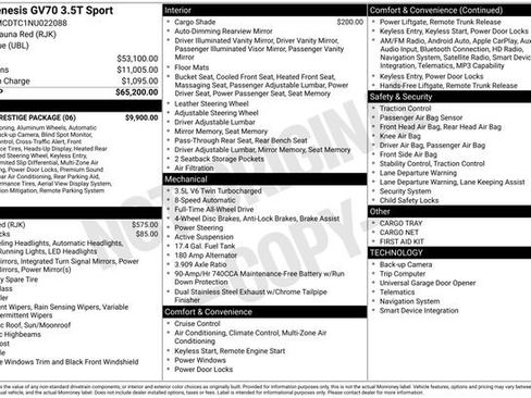 Used 2022 Genesis GV70 3.5T Sport w/ Sport Prestige Package image 15