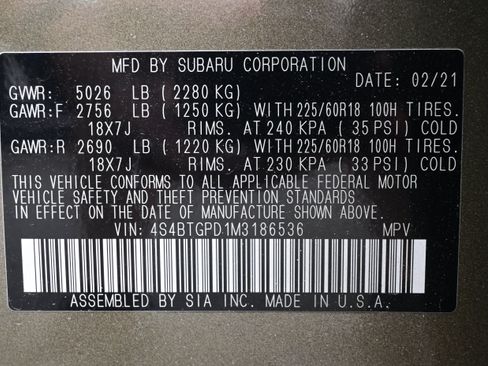 Used 2021 Subaru Outback Touring XT AWD/4WD image 37