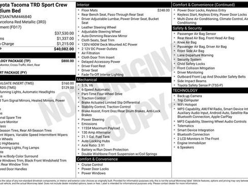 Used 2021 Toyota Tacoma TRD Sport w/ Technology Package AWD/4WD image 8