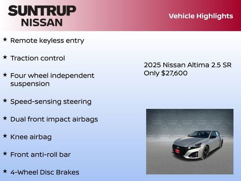 New 2025 Nissan Altima 2.5 SR w/ SR Premium Package image 16