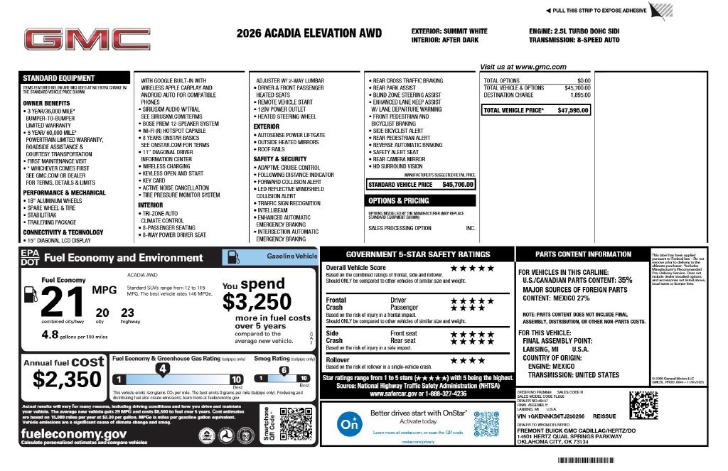 Used 2026 GMC Acadia Elevation AWD/4WD image 3