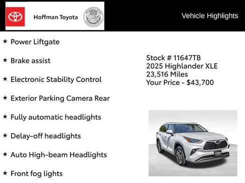 Certified 2025 Toyota Highlander XLE AWD/4WD image 36