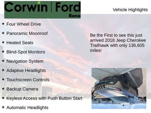 Used 2018 Jeep Cherokee Trailhawk w/ Quick Order Package 27L AWD/4WD image 4