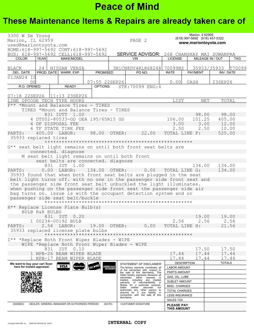 Used 2024 Nissan Versa S w/ Trunk Package FWD image 29