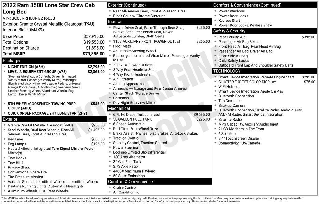 Used 2022 RAM 3500 Lone Star w/ Night Edition AWD/4WD image 5
