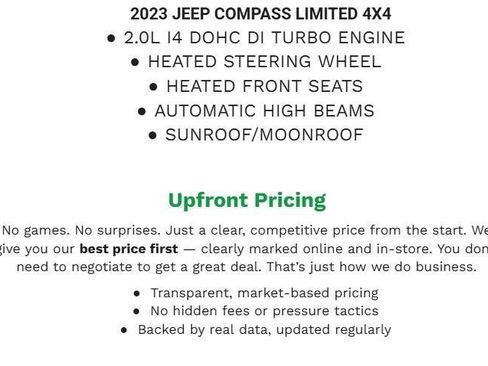 Used 2023 Jeep Compass Limited w/ Sun and Sound Group AWD/4WD image 2
