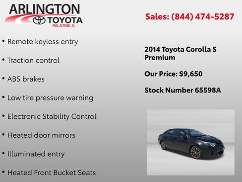 Used 2014 Toyota Corolla S Premium w/ Driver Convenience Package FWD image 2