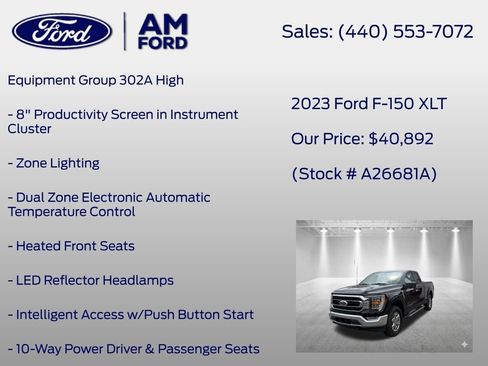 Used 2023 Ford F150 XLT w/ Equipment Group 302A High AWD/4WD image 13