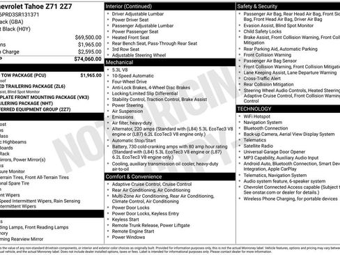 Used 2025 Chevrolet Tahoe Z71 w/ Sun And Tow Package AWD/4WD image 3
