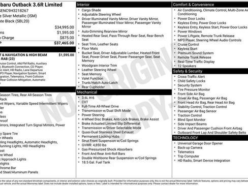 Used 2017 Subaru Outback 3.6R Limited image 2