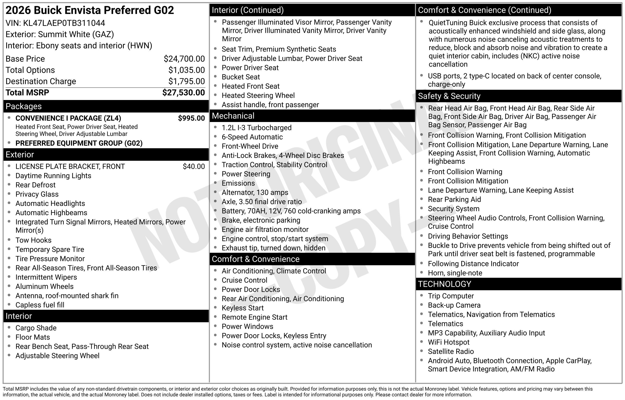 New 2026 Buick Envista Sport Touring w/ Convenience I Package FWD image 3